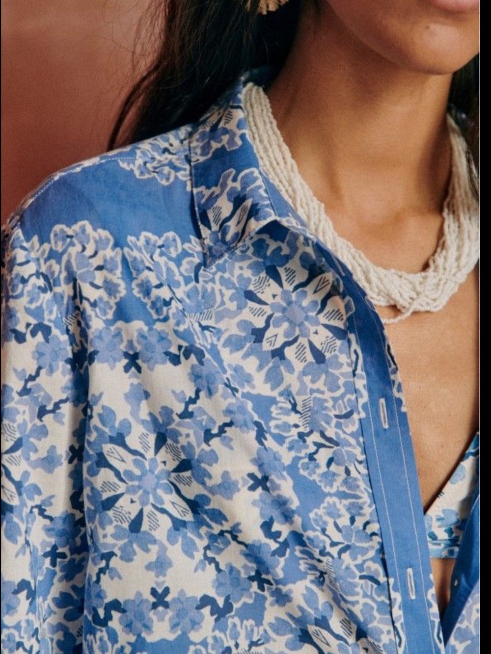 Sézane Piero Shirt - Alcazar Blue Floral Button-Down